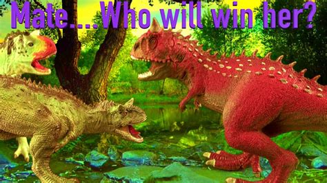 Dinosaur Fight CARNOTAURUS vs CARNOTAURUS Battle over mate T rex SuperFunReviews - YouTube