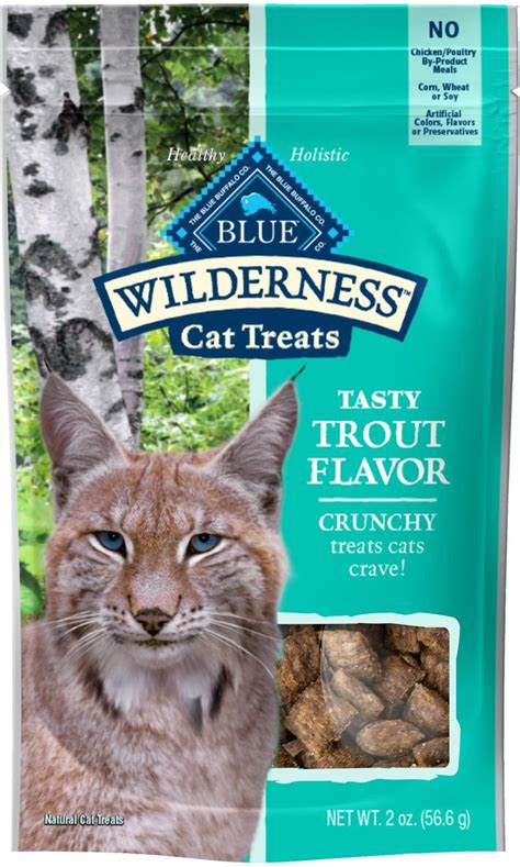 Blue Buffalo Wilderness Trout Formula Crunchy Grain-Free Cat Treats, 2-oz bag - Chewy.com