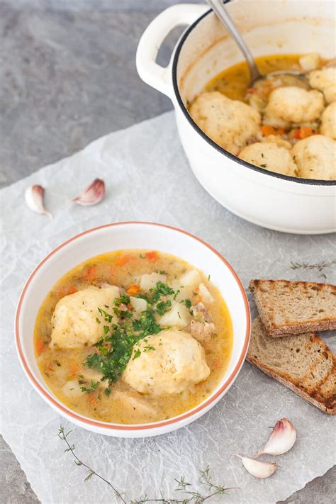 Chicken Stew with Fluffy Dumplings - Vibrant Plate