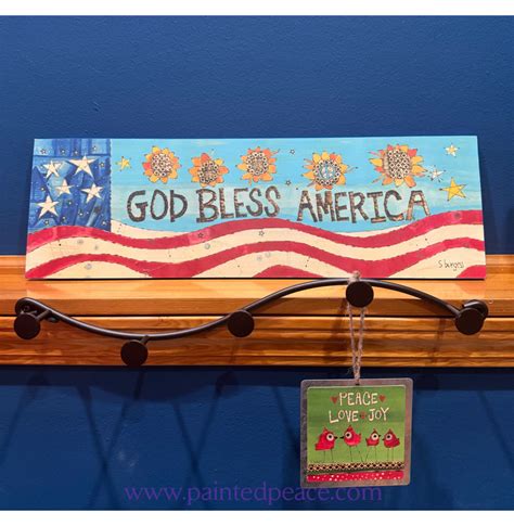 God Bless America Wall Art 7" by 21" – Painted Peace - the Art of Stephanie Burgess