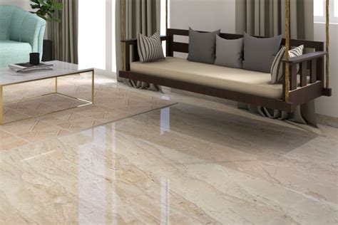 Glossy Floor Tiles Design For Living Rooms | Livspace