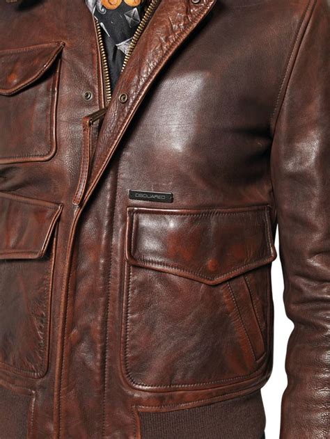 Lyst - Dsquared² Calfskin Leather Jacket in Brown for Men