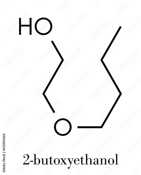 2-butoxyethanol molecule. Used as solvent and surfactant. Skeletal ...