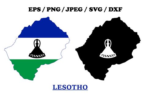 Lesotho National Flag Map Design Graphic by terrabismail · Creative Fabrica