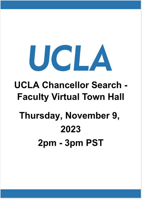 UCLA Chancellor Search - Faculty Virtual Town Hall