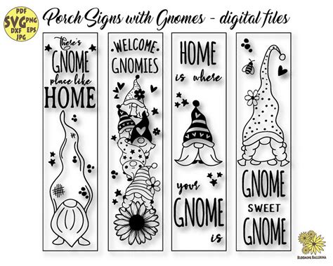 4 Gnome Porch Sign Svg, Welcome Sign Svg, Bundle Gnomes Svg, Gnome ...