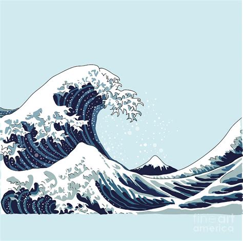 Wave Vector Illustration Japanese Digital Art by Aleksandrav - Pixels