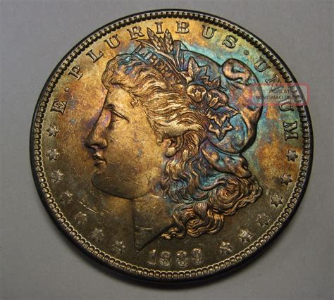 Stunning Rainbow Toned 1889 Morgan Silver Dollar Grading Gem Bu C43