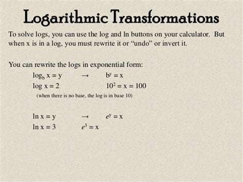 Logarithmic transformations