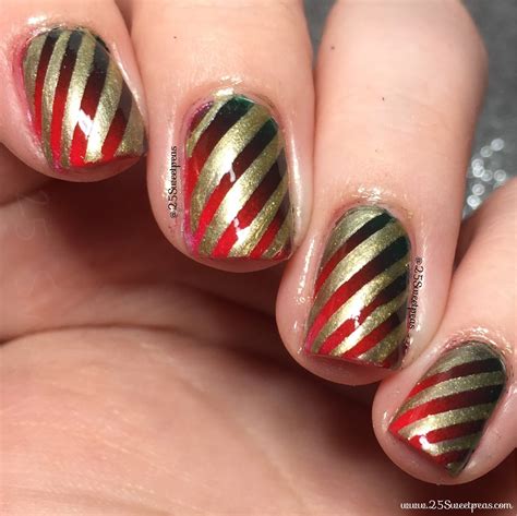 Holiday Stripe Nail Art — 25 Sweetpeas