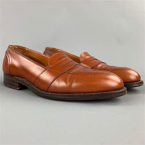 ALDEN Size 7 Burnished Tan Full Strap Leather Slip On 685 Penny Loafers at 1stDibs | alden 685 ...