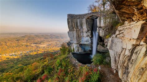 High Falls at Rock City gardens in Georgia, USA. It's a tourist destination in Lookout Mountain ...