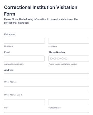 Correctional Institution Visitation Form Template | Jotform