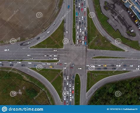 Aerial View of Busy Road Intersection Stock Photo - Image of rush, lane ...