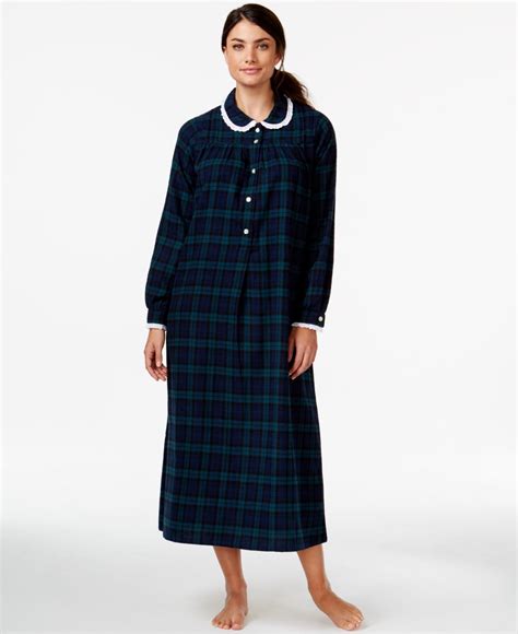 Lyst - Lanz Of Salzburg Collared Flannel Nightgown in Blue