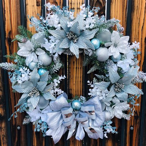 Christmas wreath, holiday wreath, ice blue, silver, white | Christmas ...