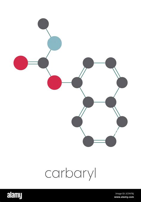 Carbaryl (carbaril) insecticide molecule (carbamate class). Stylized skeletal formula (chemical ...