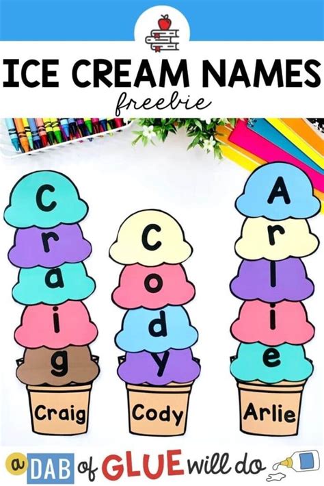 Ice Cream Scoops Name Building Freebie