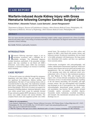 Warfarin-induced Acute Kidney Injury with Gross Hematuria following Complex Cardiac Surgical ...