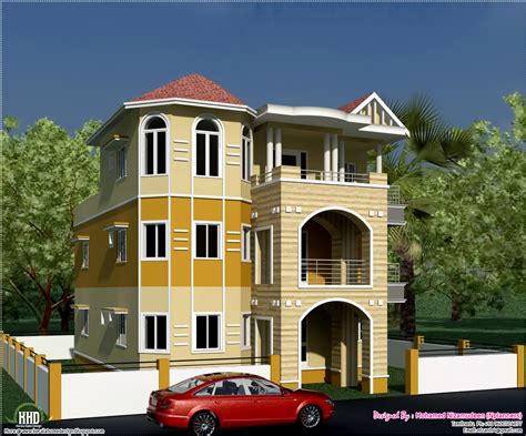 3 storey South Indian house design | Architecture house plans