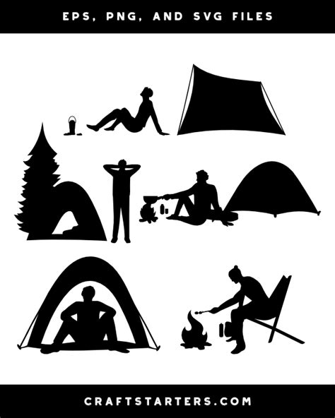 Camping Man Silhouette Clip Art