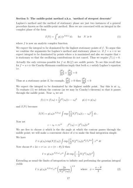 Section 5: The saddle-point method a.k.a. 'method of steepest ...