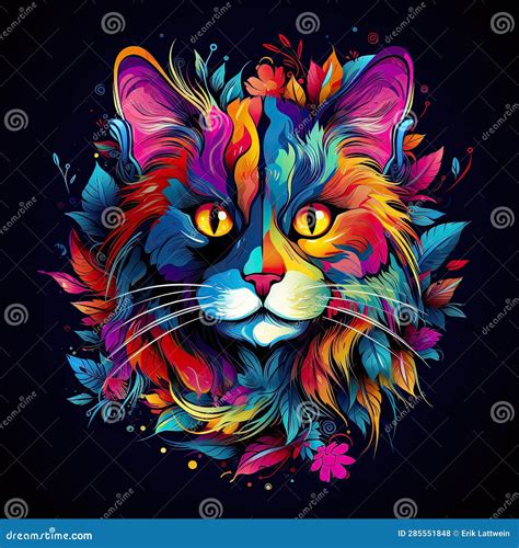 Cute Cat Clip Art or T-Shirt Design Stock Illustration - Illustration ...