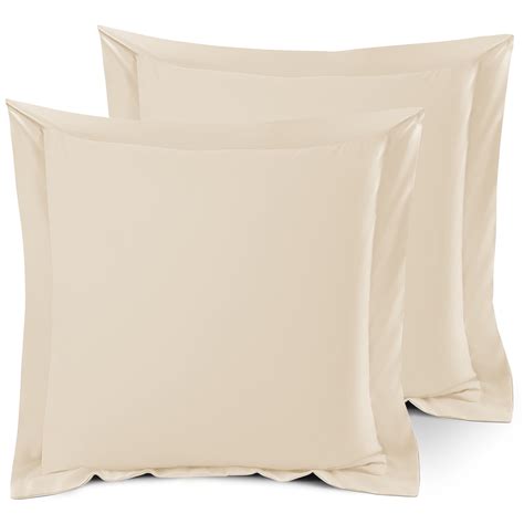 Nestl Set of 2 Euro 26"x26" Size Pillow Shams Beige Cream, Hotel Luxury ...