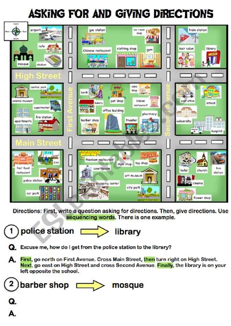 Asking For and Giving Directions - ESL worksheet by al295801