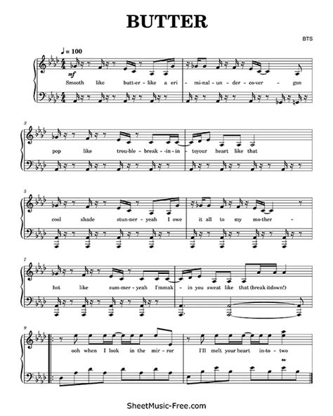 Butter Sheet Music BTS | Piano sheet music free, Sheet music, Sheet ...