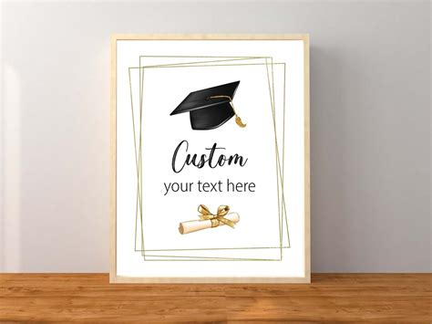 Personalized Graduation Sign, Custom Graduation Sign, Graduation Party Decorations, Gold and ...