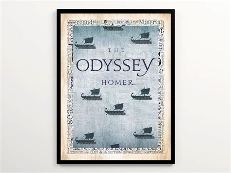 The Odyssey Book Cover Art With 2000 Words of the Book, Homer Set of 2 ...