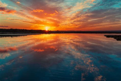 Free Images : mirror, sunset, reflection, body of water, horizon, nature, afterglow, natural ...