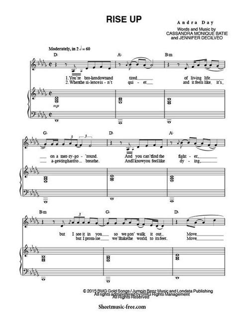 Rise Up Sheet Music Andra Day | Sheet music, Piano sheet music free, Piano sheet music pdf