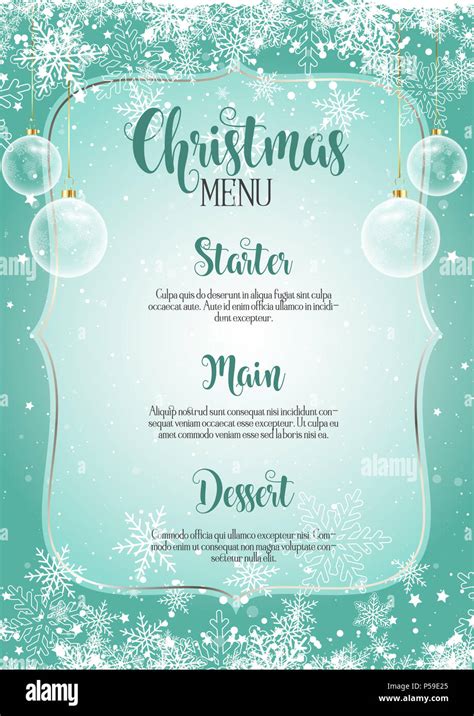 Christmas menu with snowflake design Stock Photo - Alamy