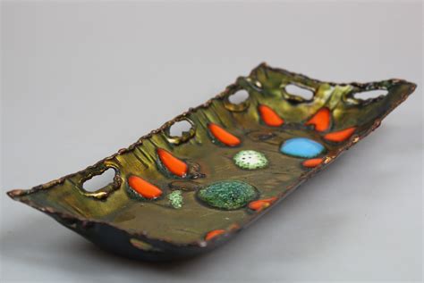 Franco Bastianelli Laurana Rame d'arte enamel tray - artentique • com