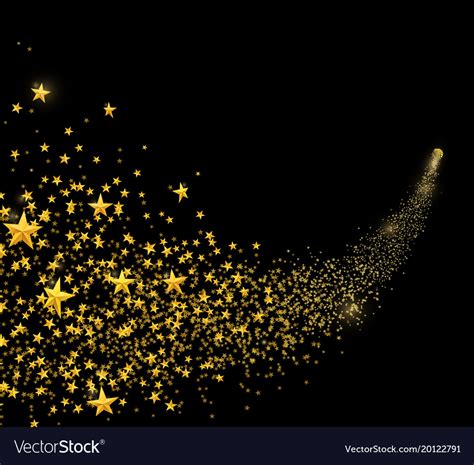 Falling golden stars dust shooting star Royalty Free Vector