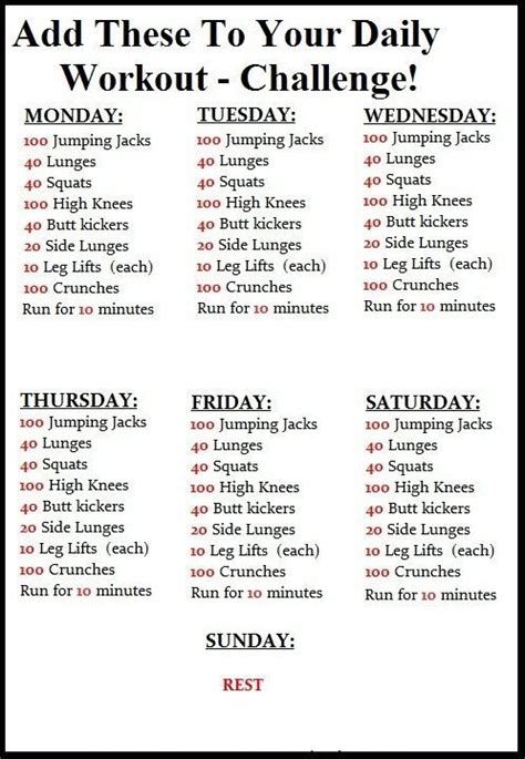 Daily Workout Challenge | workout | Pinterest