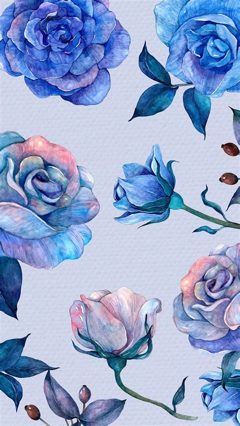 Download Cute Blue Phone Roses Drawing Wallpaper | Wallpapers.com