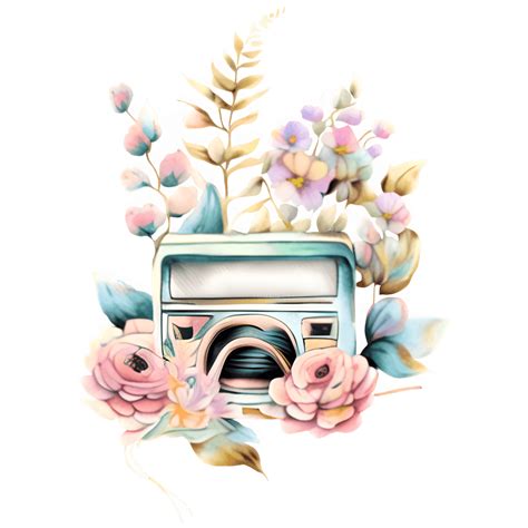 Vintage Cassette Tape Player with Bouquets · Creative Fabrica