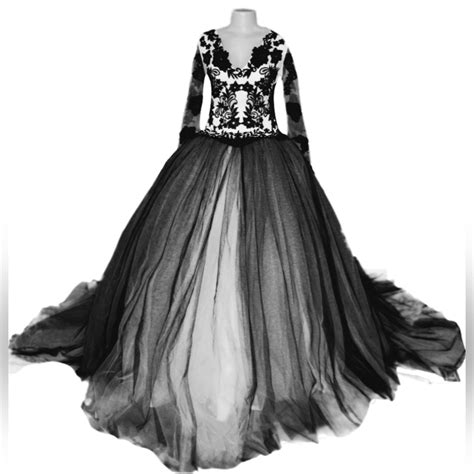 Black And White Plus Size Ball Gown Wedding Dress - Marisela Veludo - Fashion Designer