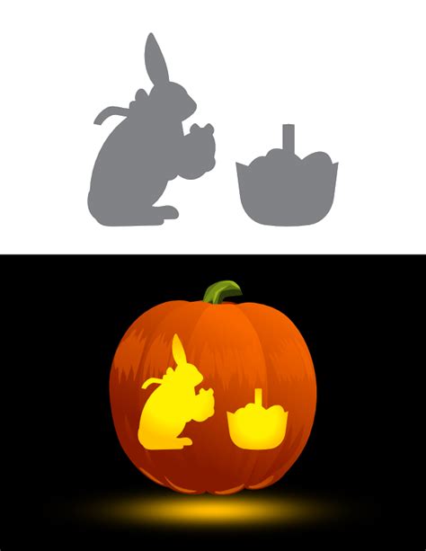 Printable Easter Bunny and Easter Basket Pumpkin Stencil