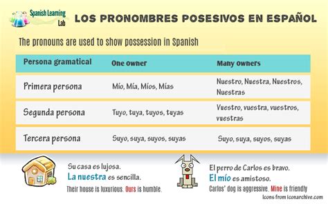 Spanish Possessive Pronouns: Chart & Sentences - Spanish Learning Lab