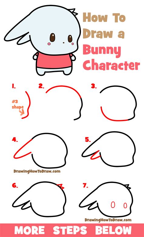 How to Draw a Cute Bunny Character (Kawaii / Chibi) Easy Step by Step Drawing Tutorial – How to ...