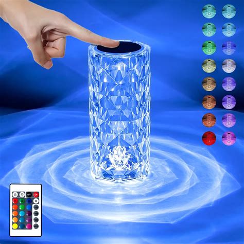 LHLBBGS Touching Control Rose Crystal Lamp -16 Color Changing Creative Romantic Night Light ...