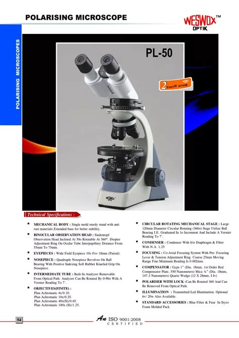 PPT - POLARISING MICROSCOPE PL-50 PowerPoint Presentation, free ...