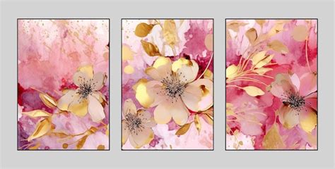 Premium Photo | Triptych plant flowers flowers roses leaves three ...