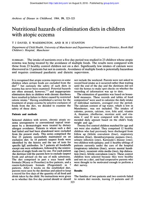 (PDF) Nutritional hazards of elimination diets in children with atopic ...