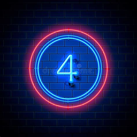 Neon City Font Sign Number 4. Stock Vector - Illustration of glowing ...