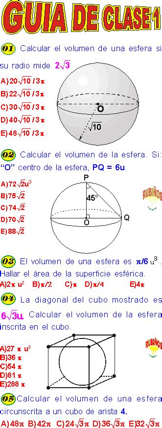 Area Y Volumen De Una Esfera Ejercicios Resueltos